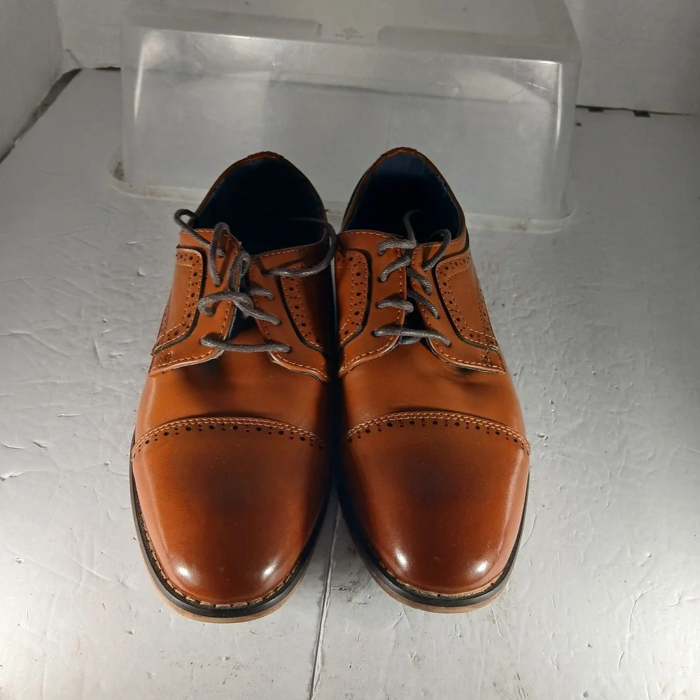 Bruno Marc Prince-K1 Oxford 5 Tan Cap Toe Brogue Dress Shoes Professional Dapper